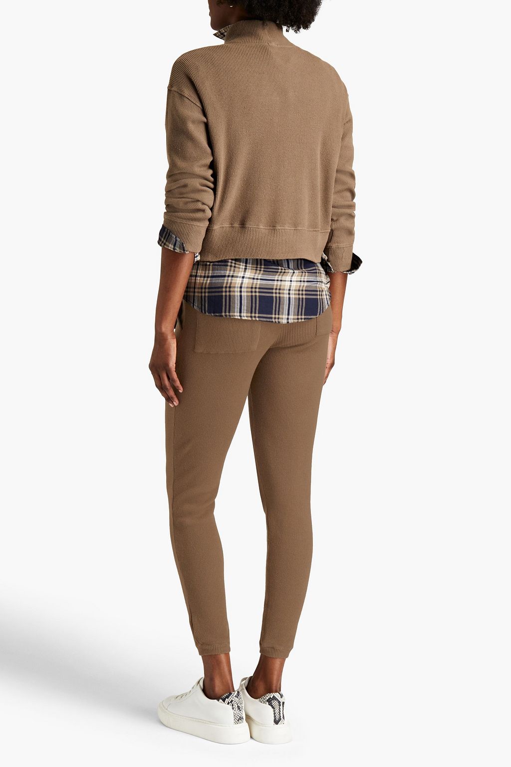 MONROW Waffle-knit cotton-blend track pants