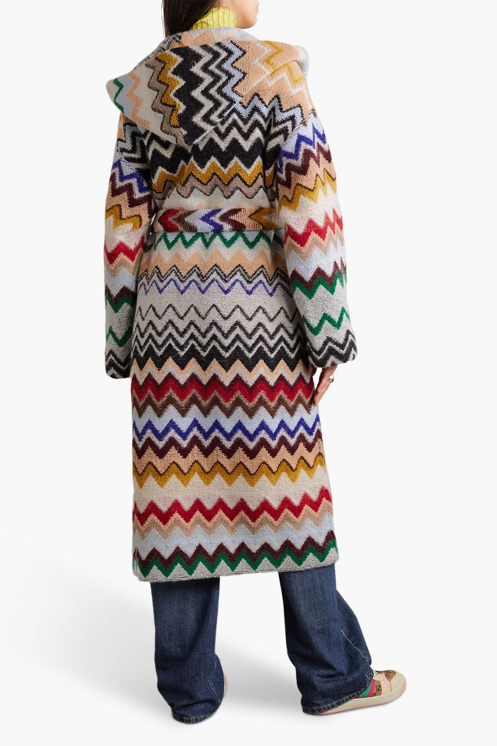 MISSONI معطف بقبعة من الجاكار المصنوع من مزيج الألبكة والصوف