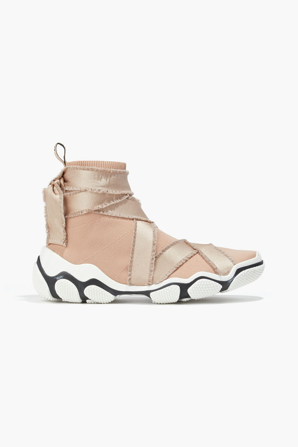 REDValentino Glam Run satin trimmed stretch knit high top sneakers Smart Closet