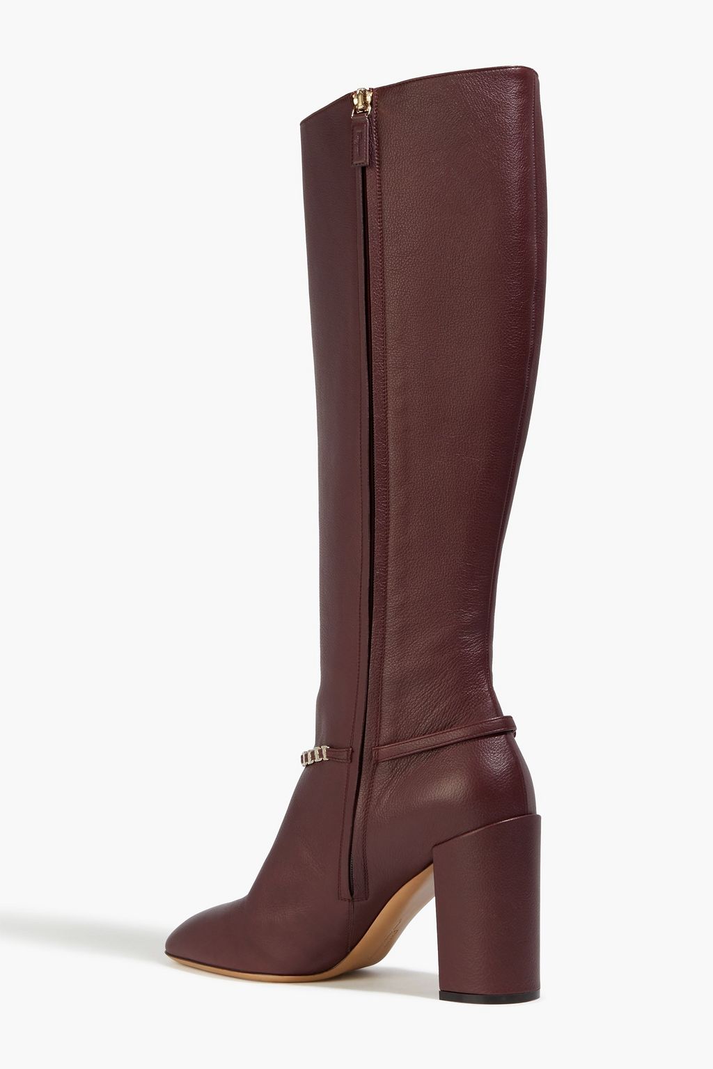 FERRAGAMO Triba chain-trimmed pebbled-leather knee boots