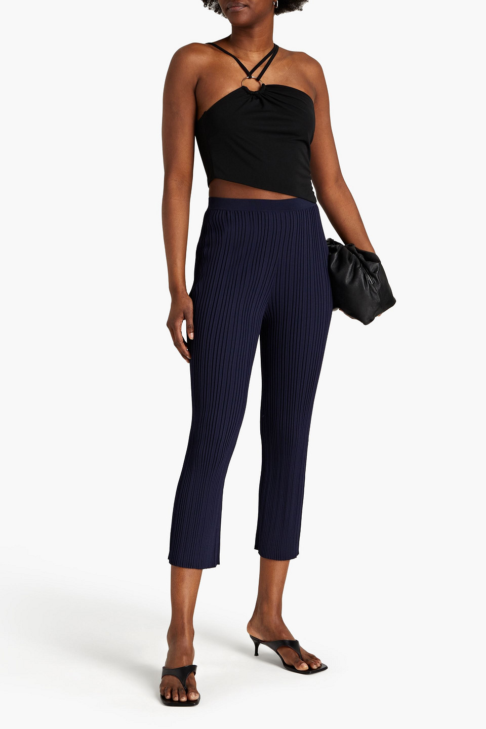 Dion Lee Cropped Ribbed-knit Slim-leg Trousers