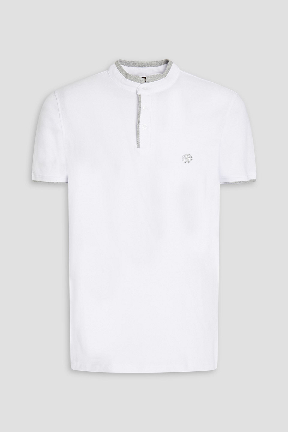 roberto cavalli - logo-embroidered cotton-piqué polo shirt - white - m