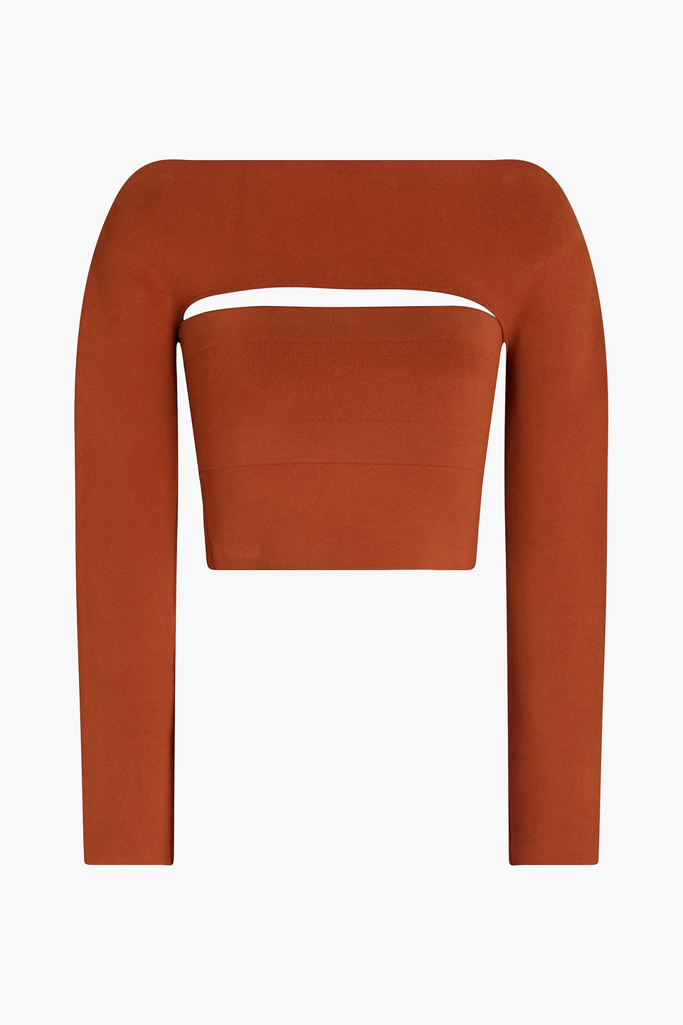 dion lee - convertible cropped stretch-ponte top - red - uk/au 12