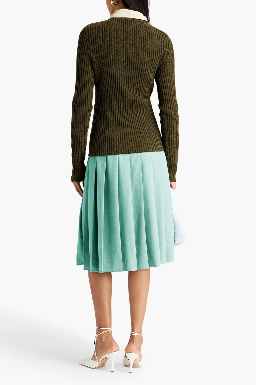 VICTORIA BECKHAM Pleated wool-blend crepe skirt