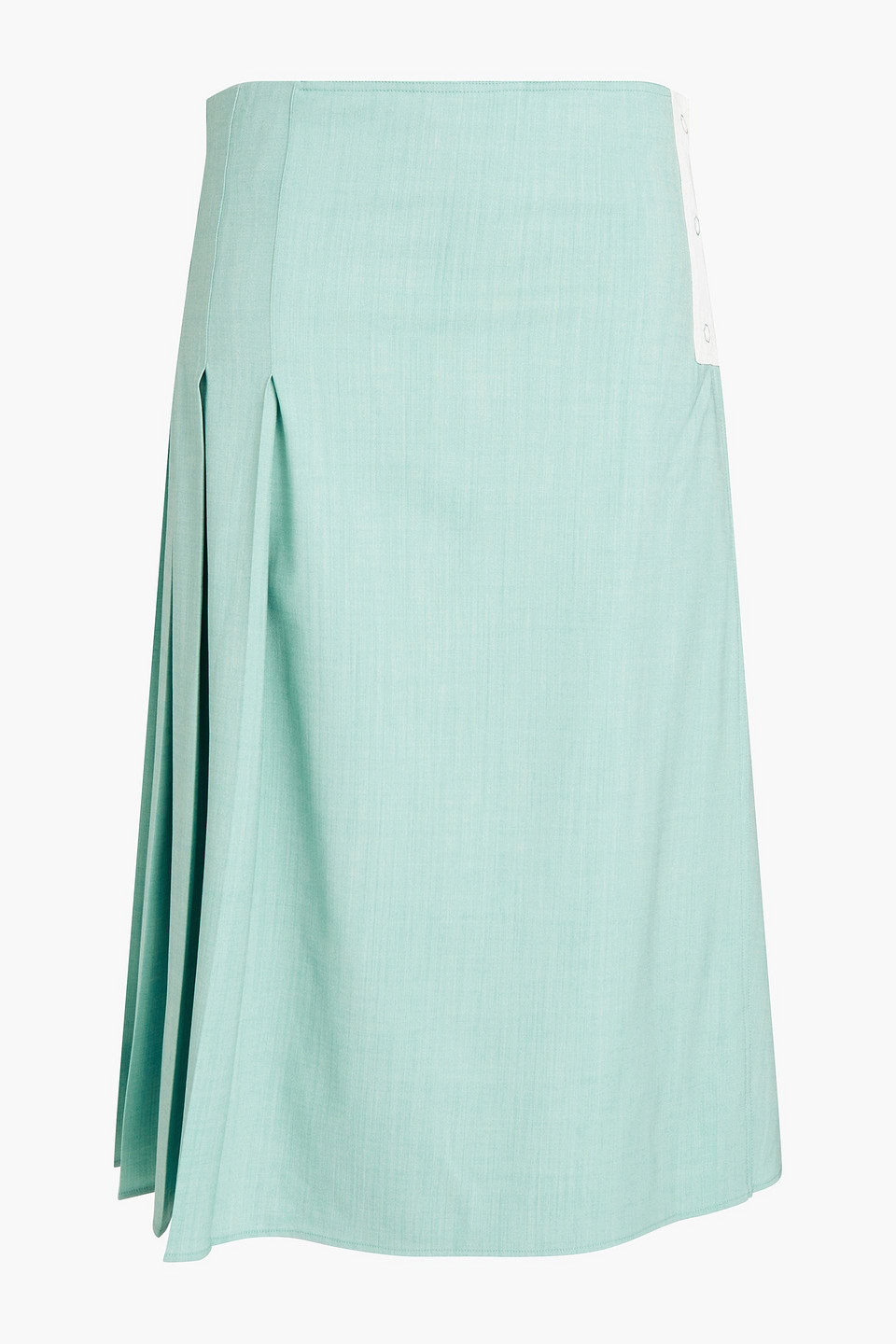 Pleated wool-blend crepe skirt