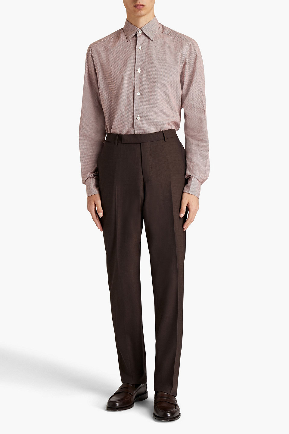 Ermenegildo Zegna Man Wool Trousers In Chocolate