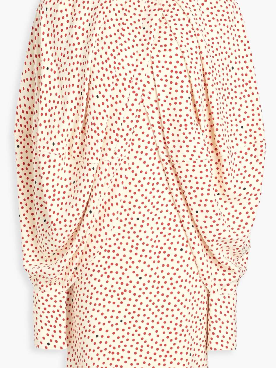 cape-effect polka-dot stretch-cady dress
