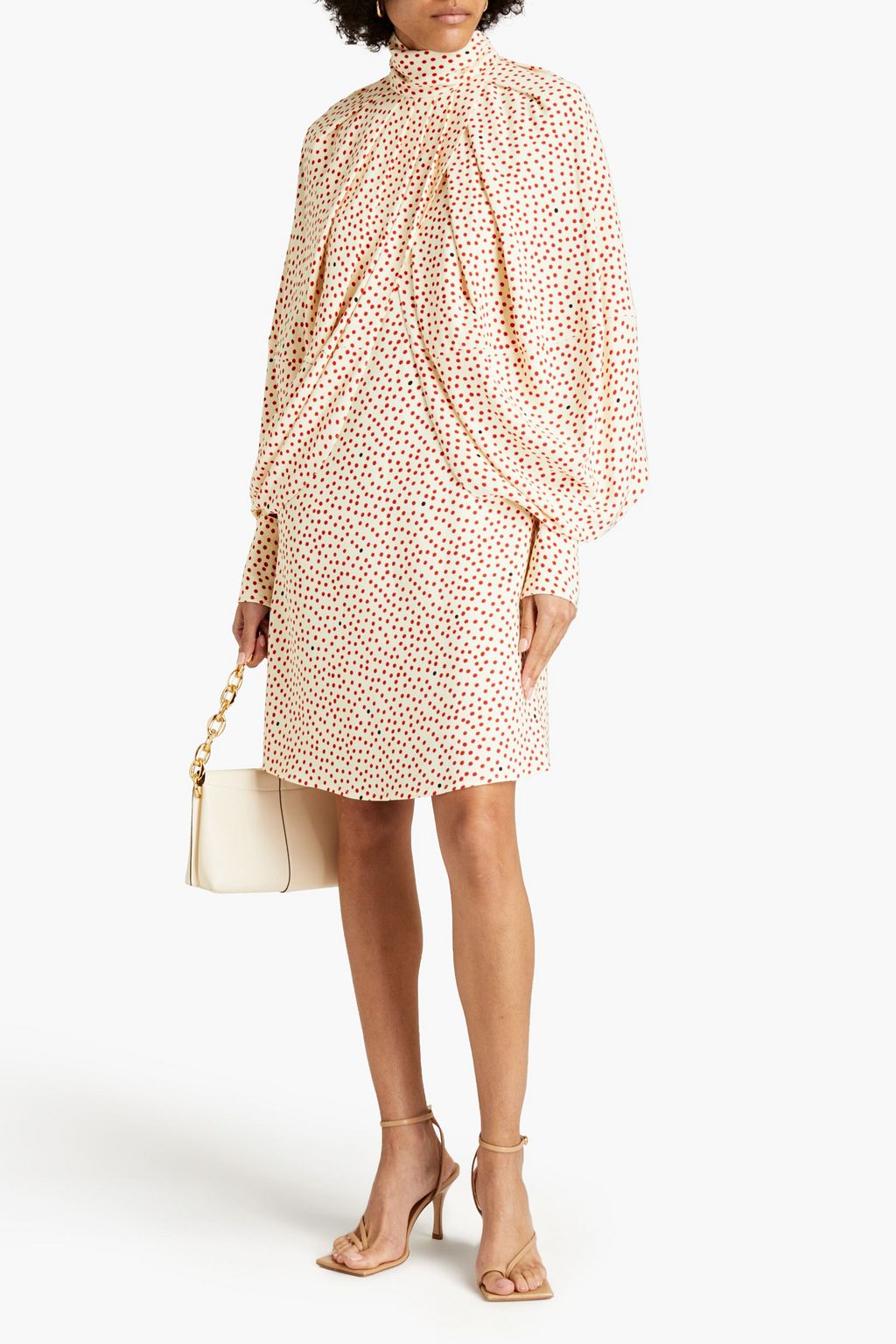 VICTORIA BECKHAM Kleid aus Stretch-Cady mit Polka-Dots und Cape-Effekt