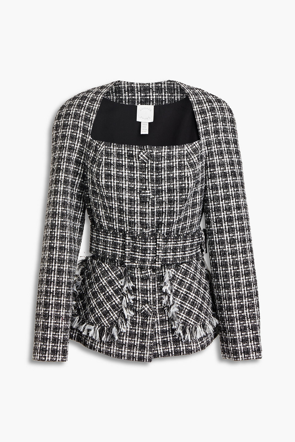 Huishan Zhang Cindy checked fringed tweed jacket