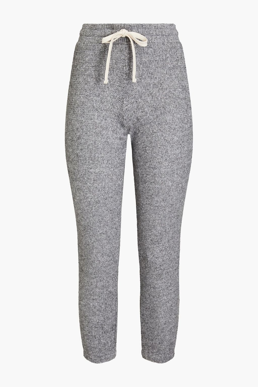 Gray Mélange waffle-knit track pants 