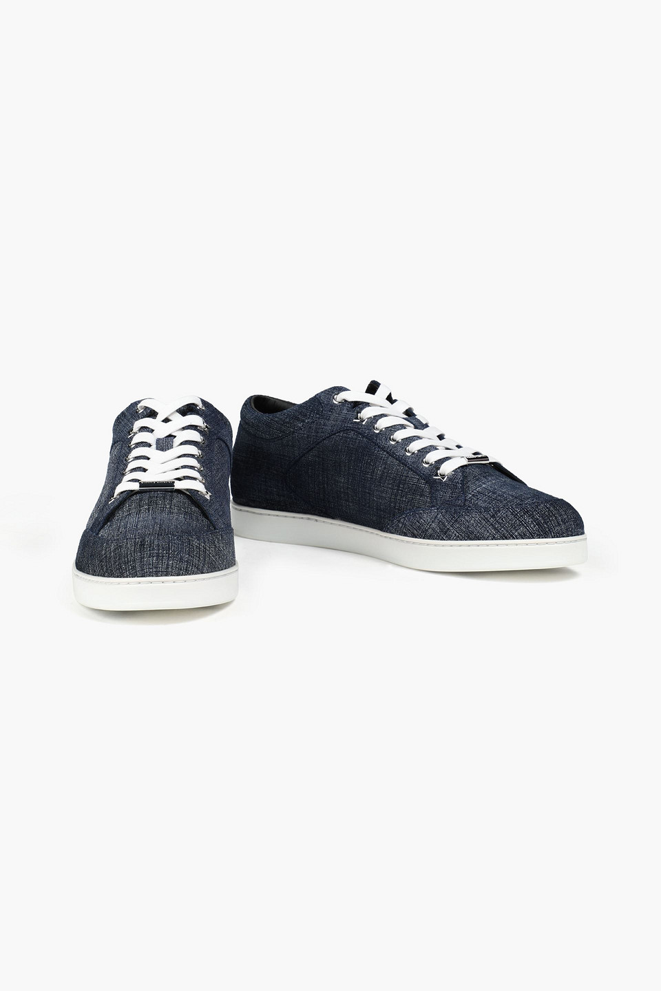 Jimmy Choo Mia Printed Suede Trainers In Dark Denim