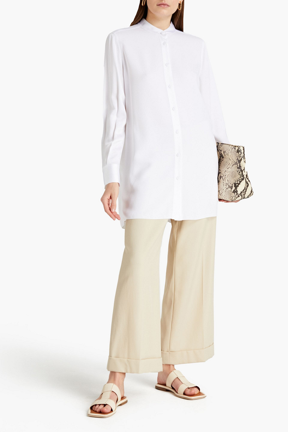 Piazza Sempione Satin-crepe Shirt In White