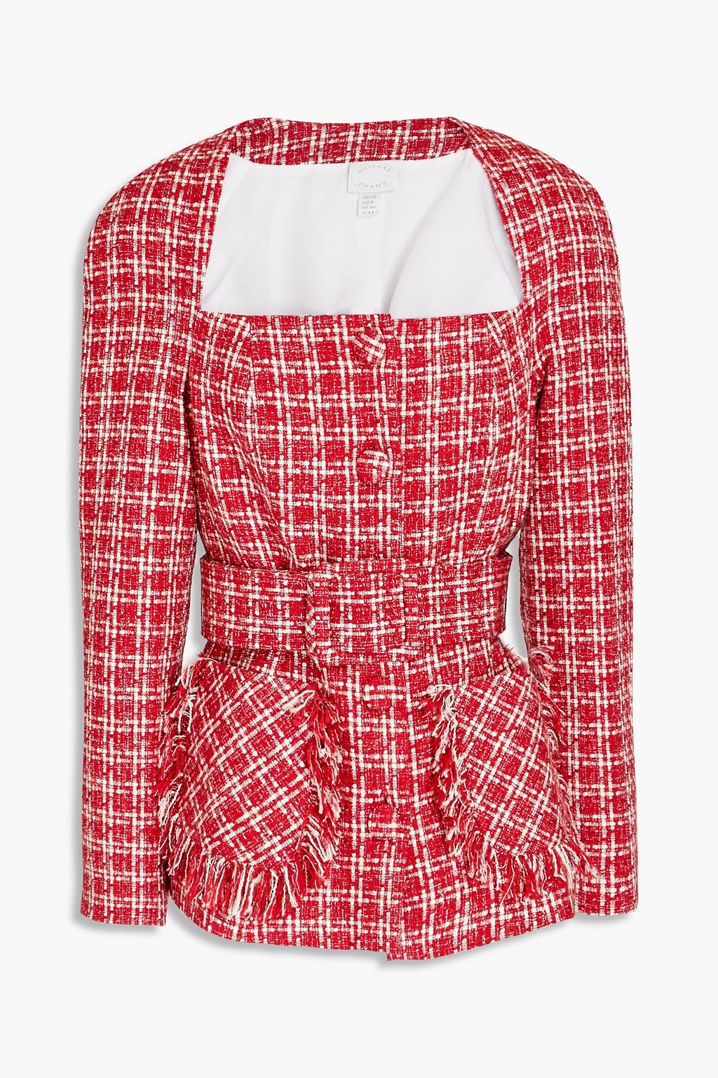 Red Belted frayed tweed jacket | Sale 