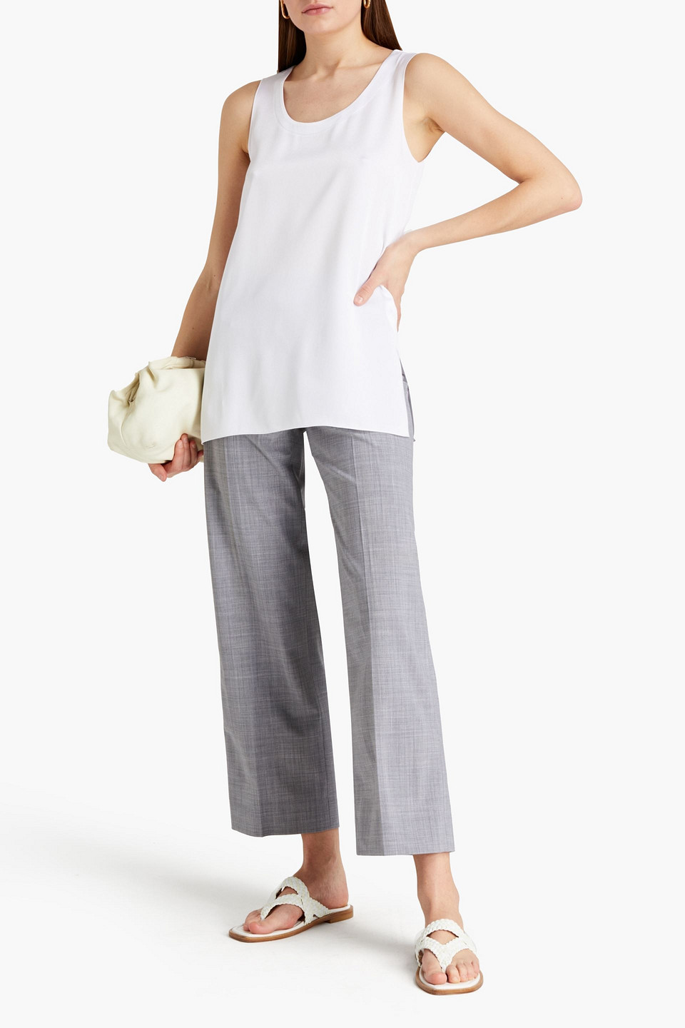 Piazza Sempione Wool-blend Straight-leg Trousers In Grey