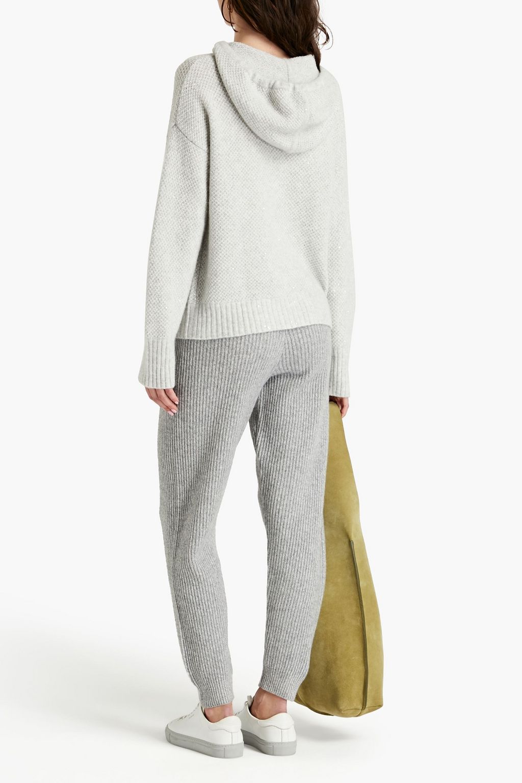 AUTUMN CASHMERE Melierter Hoodie aus einer Kaschmirmischung mit Verzierung