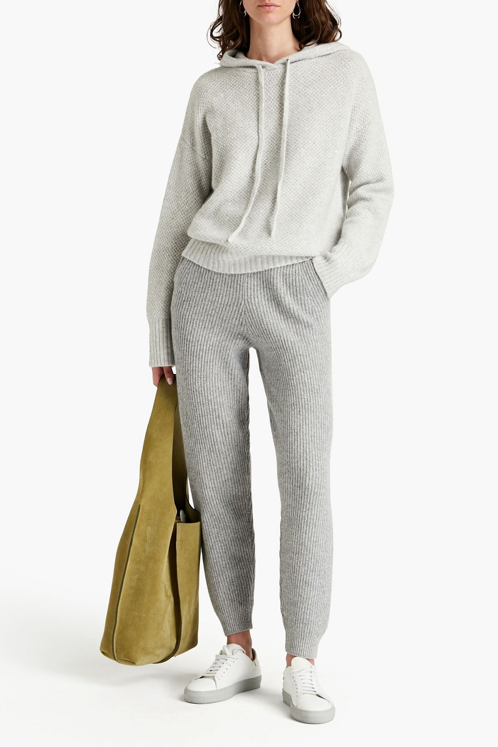 AUTUMN CASHMERE Melierter Hoodie aus einer Kaschmirmischung mit Verzierung