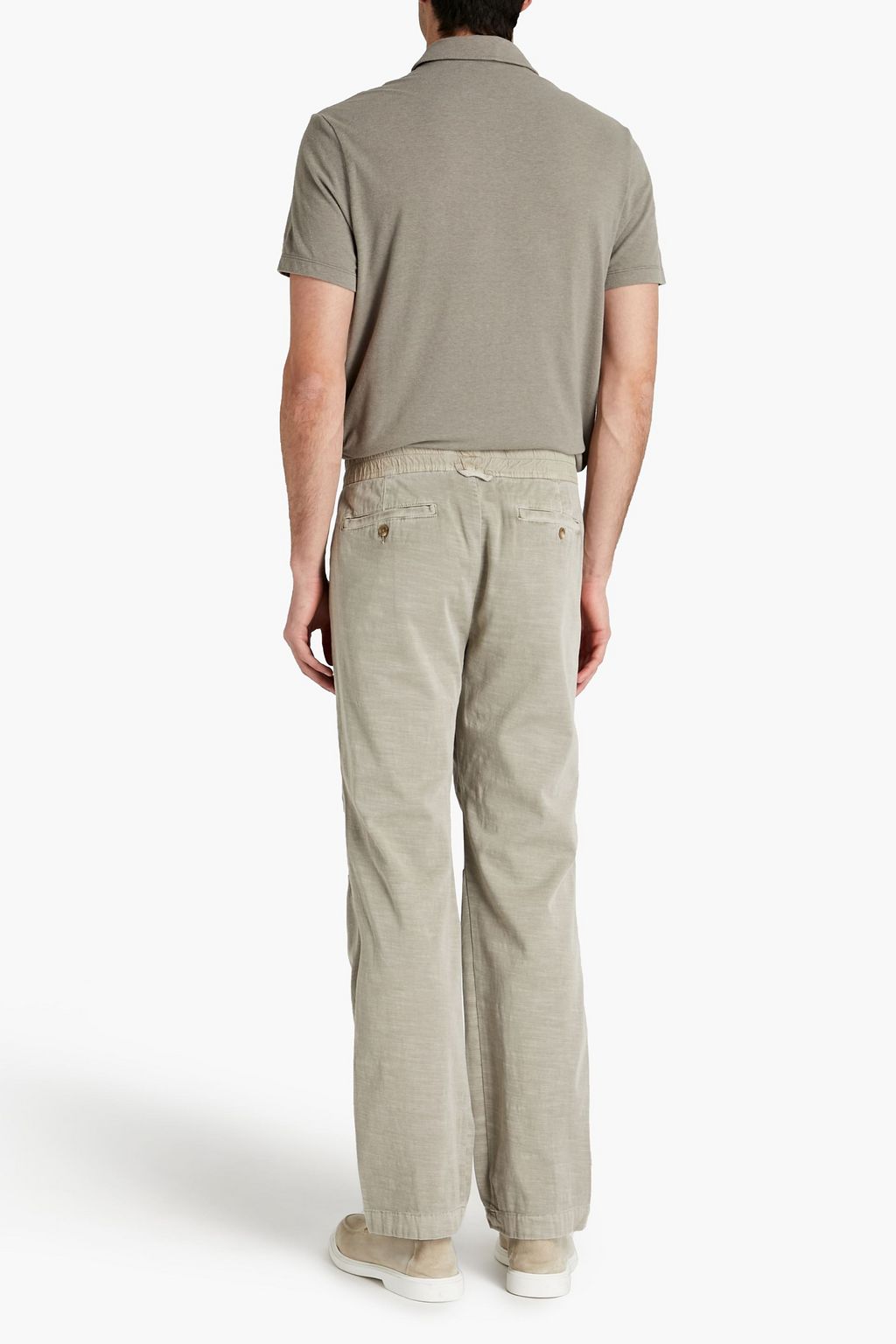 JAMES PERSE Brushed cotton-blend jersey polo shirt