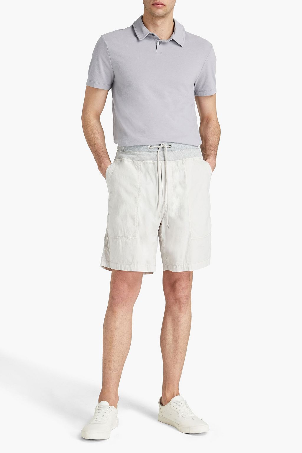 JAMES PERSE Brushed cotton-blend jersey polo shirt