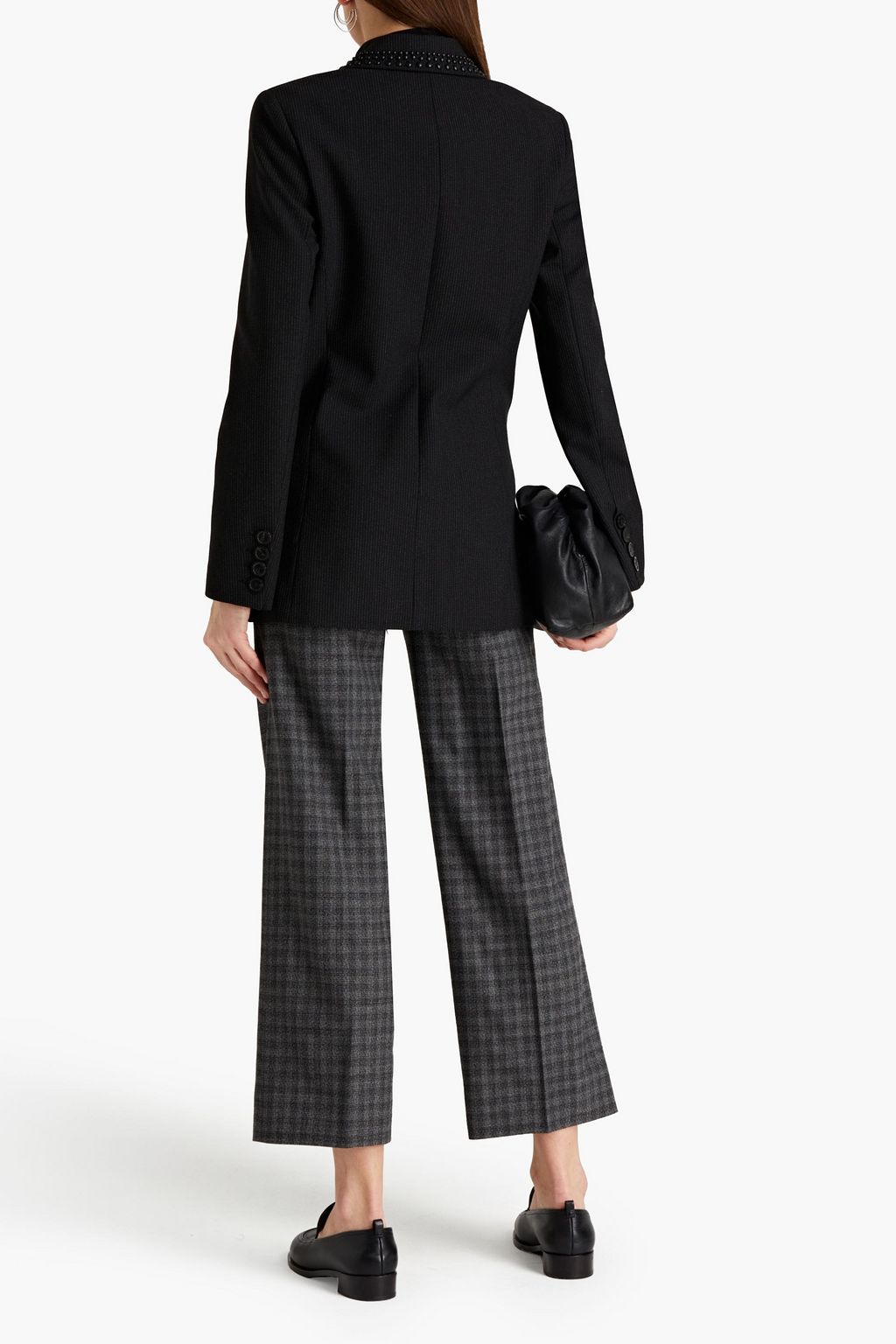 PIAZZA SEMPIONE Double-breasted studded striped crepe blazer