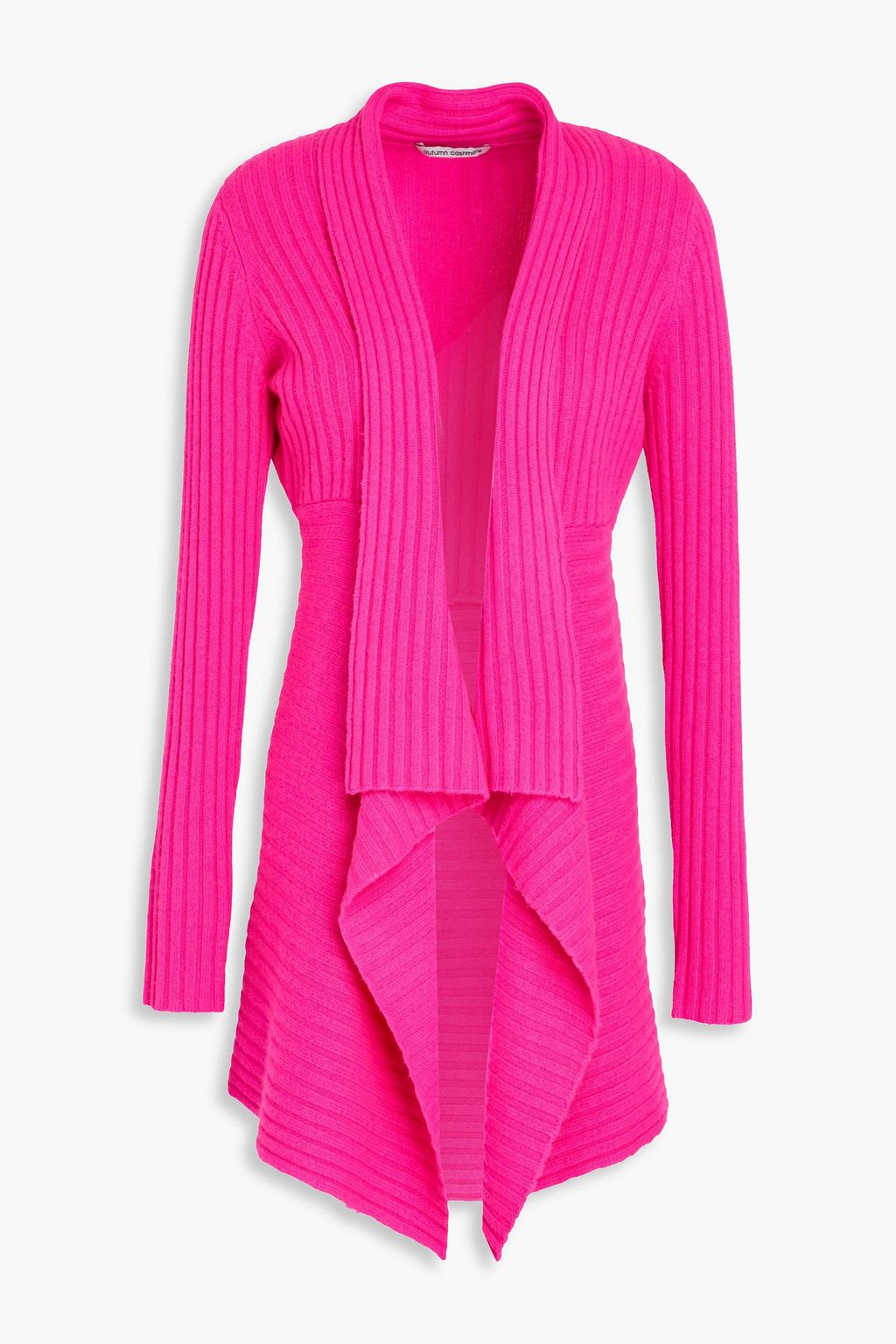 Bright pink Draped ribbed-knit cardigan 