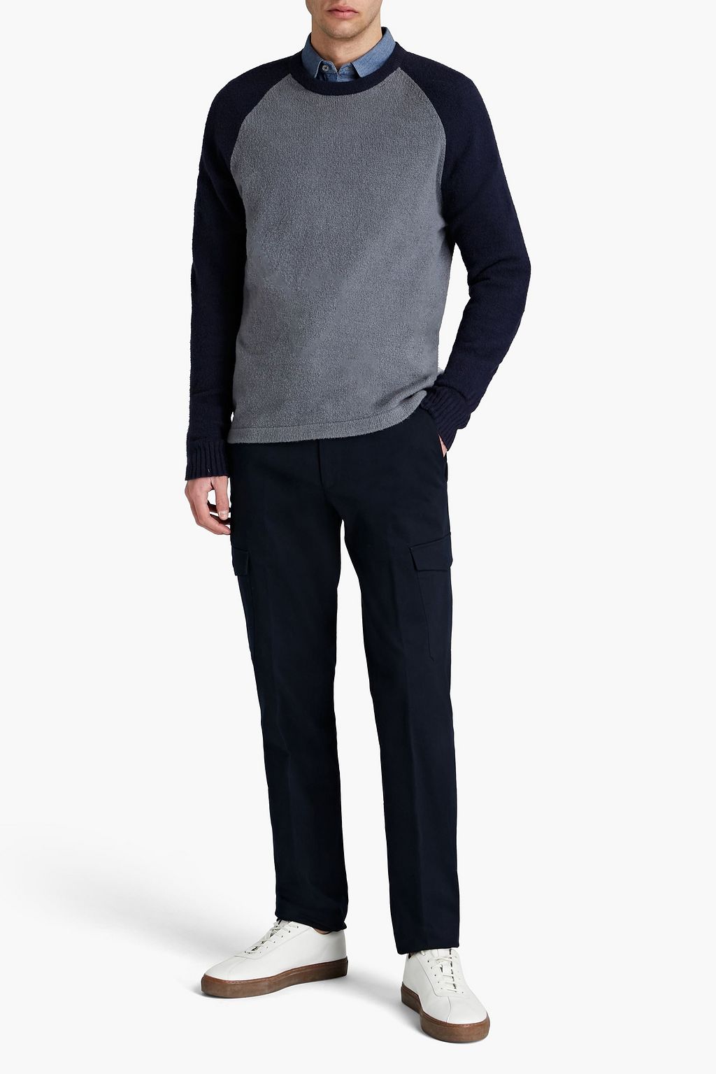 JAMES PERSE Brushed two-tone cotton-blend sweater