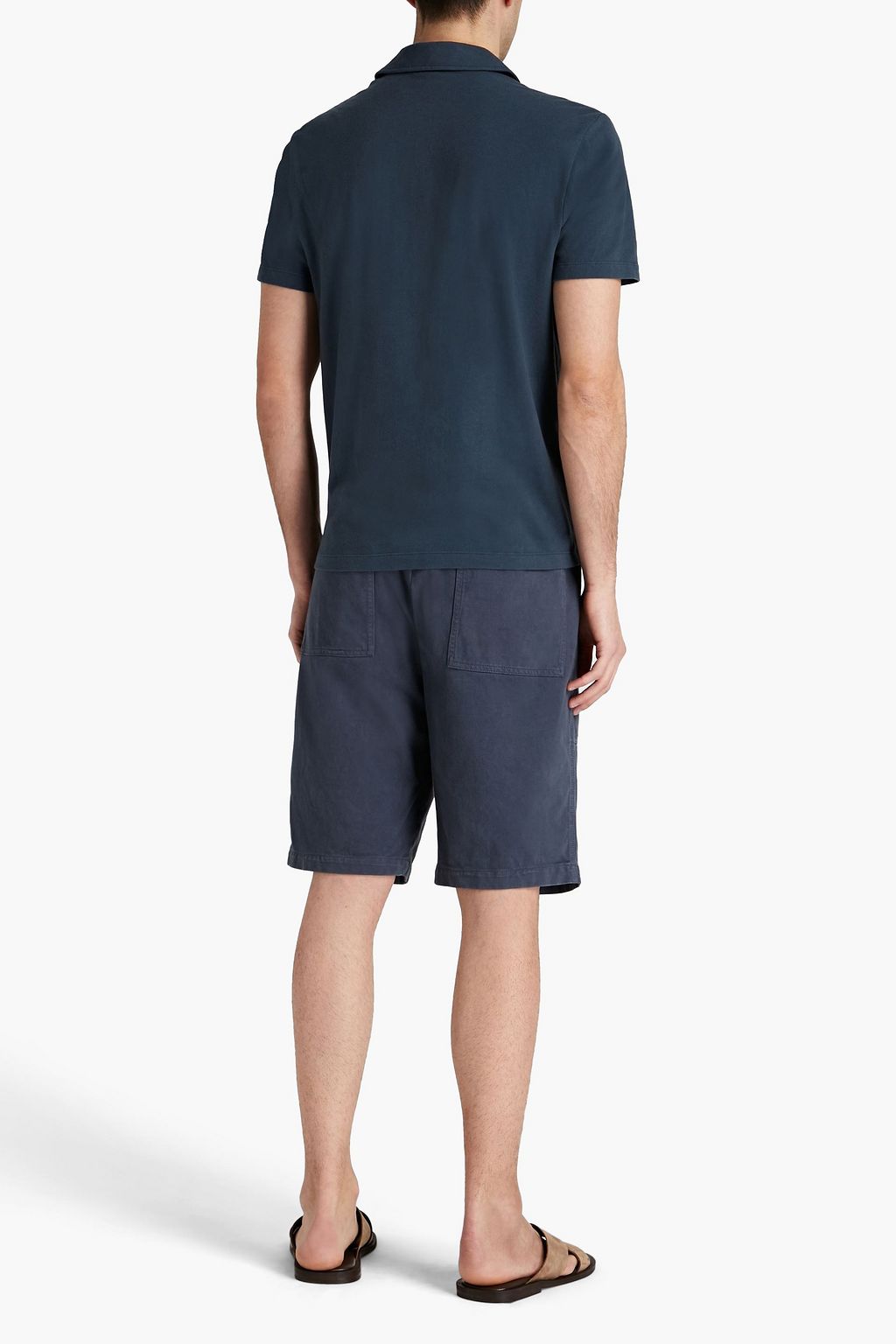 JAMES PERSE Brushed cotton-blend jersey polo shirt