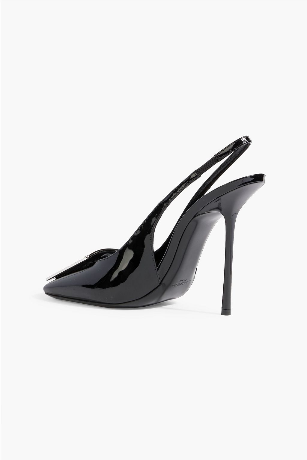 SAINT LAURENT George embellished patent-leather slingback pumps