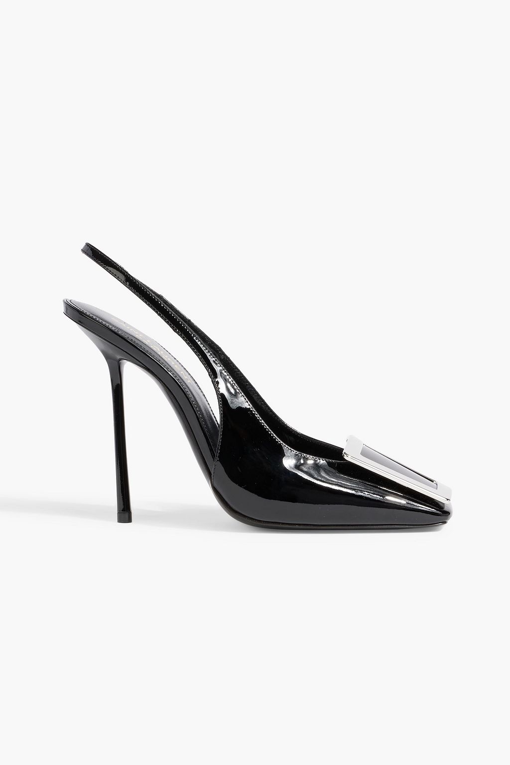 SAINT LAURENT George embellished patent-leather slingback pumps | THE ...