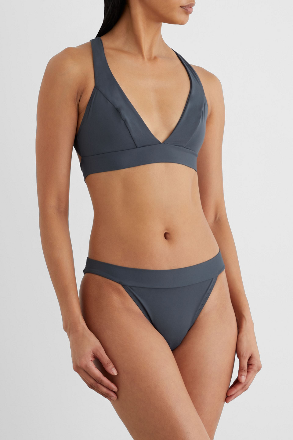 Iris & Ink Annabelle Triangle Bikini In Dark Gray