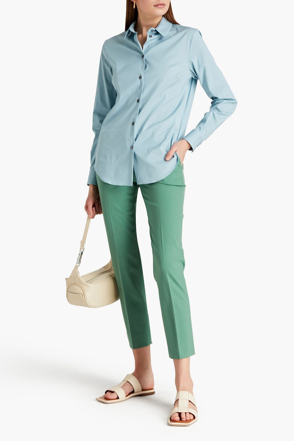 PIAZZA SEMPIONE Cotton-blend poplin shirt