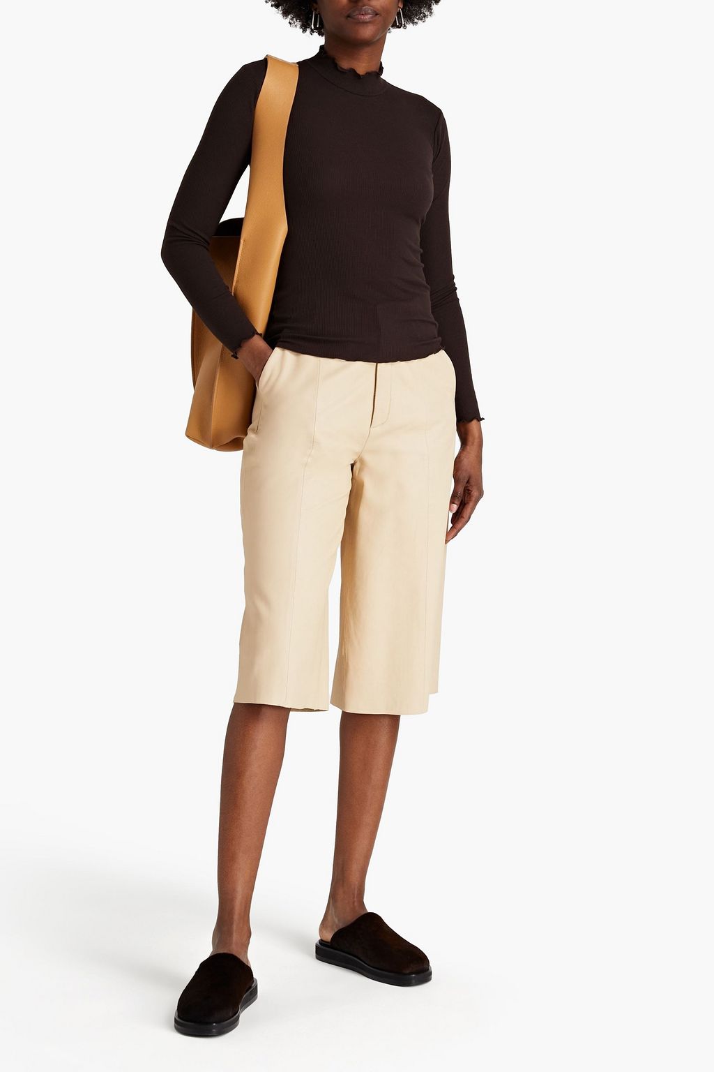 SAMSØE Φ SAMSØE Nelli ruffle-trimmed ribbed-knit sweater