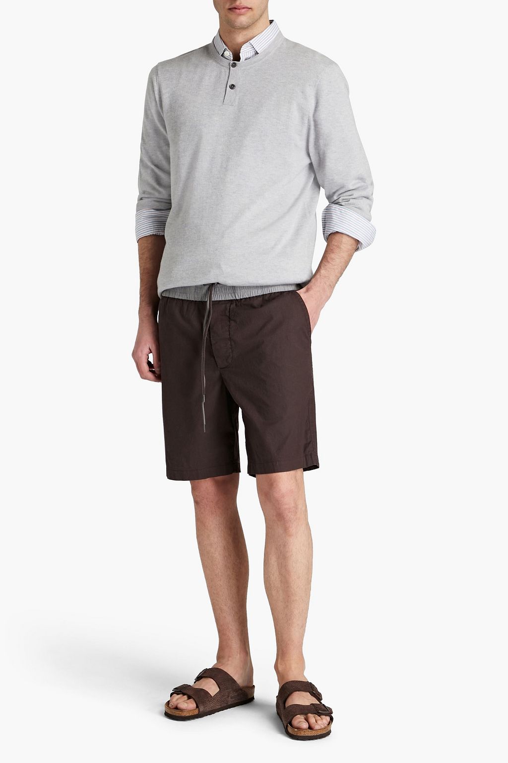 JAMES PERSE Two-tone stretch-cotton poplin shorts