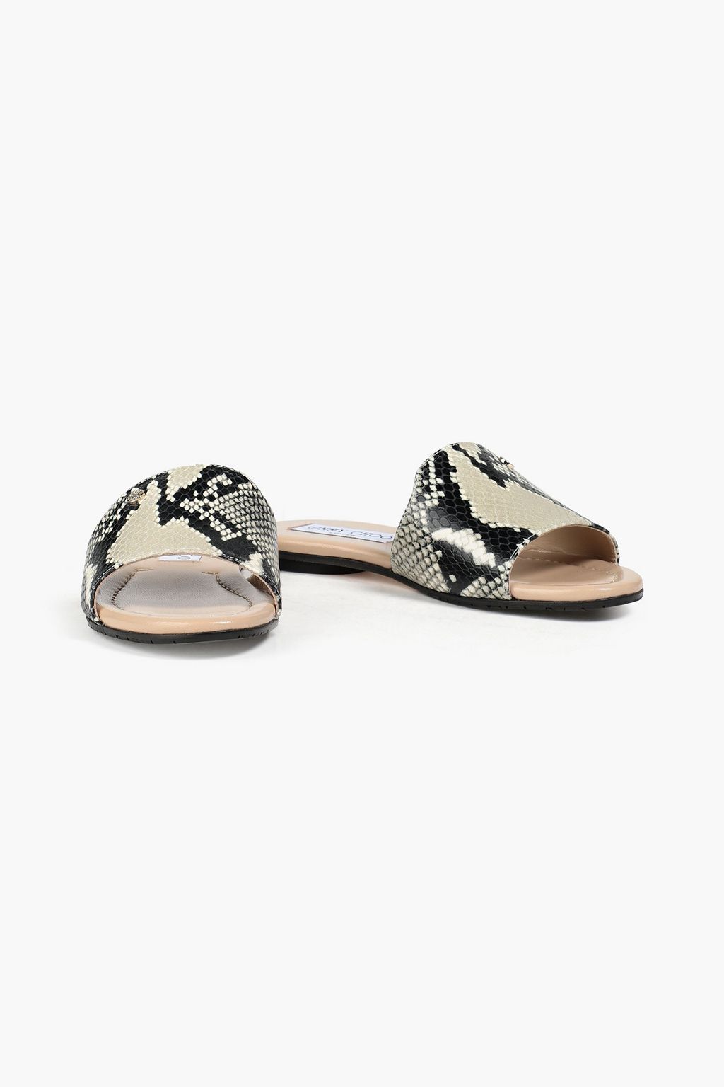 JIMMY CHOO Nanda Pantoletten aus Leder mit Schlangeneffekt