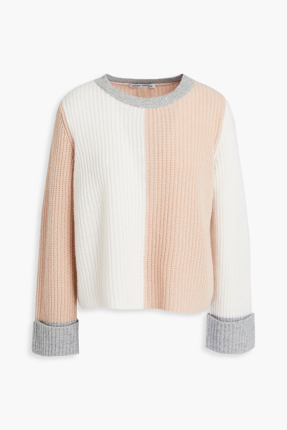 Autumn Cashmere Color-block ribbed cashmere sweater