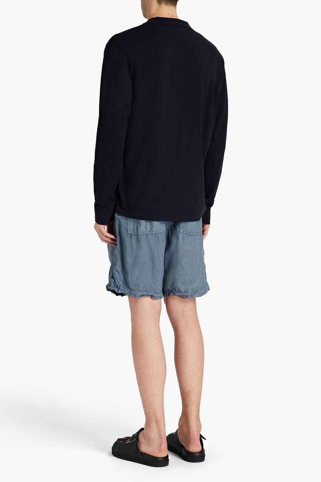 JAMES PERSE Jersey-trimmed cotton-blend poplin shorts