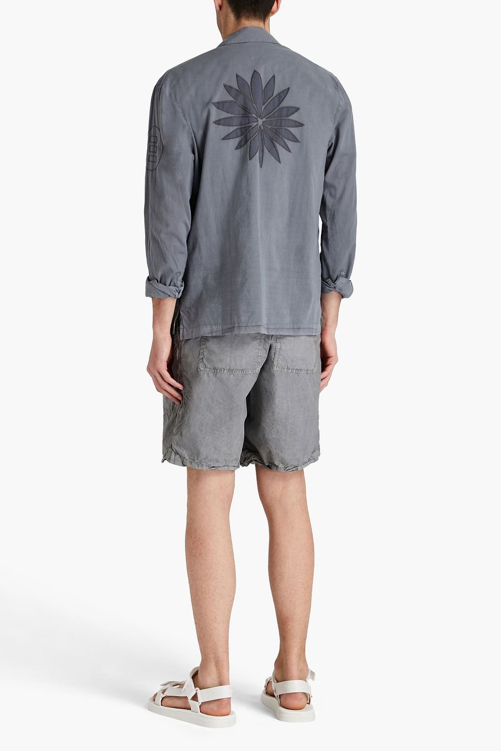 JAMES PERSE Jersey-trimmed cotton-blend poplin shorts