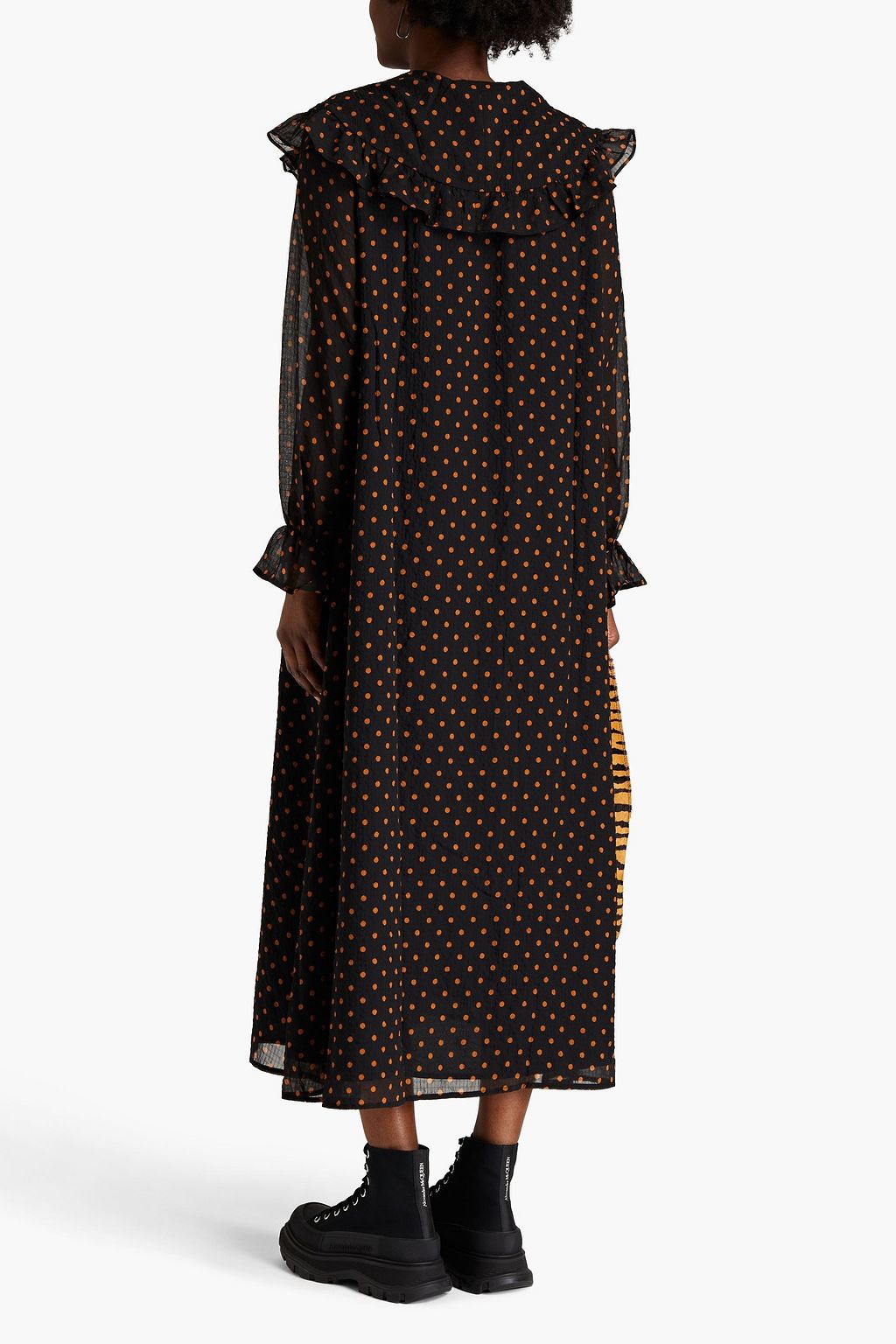 SAMSØE Φ SAMSØE Jytta ruffled polka-dot recycled organza midi dress