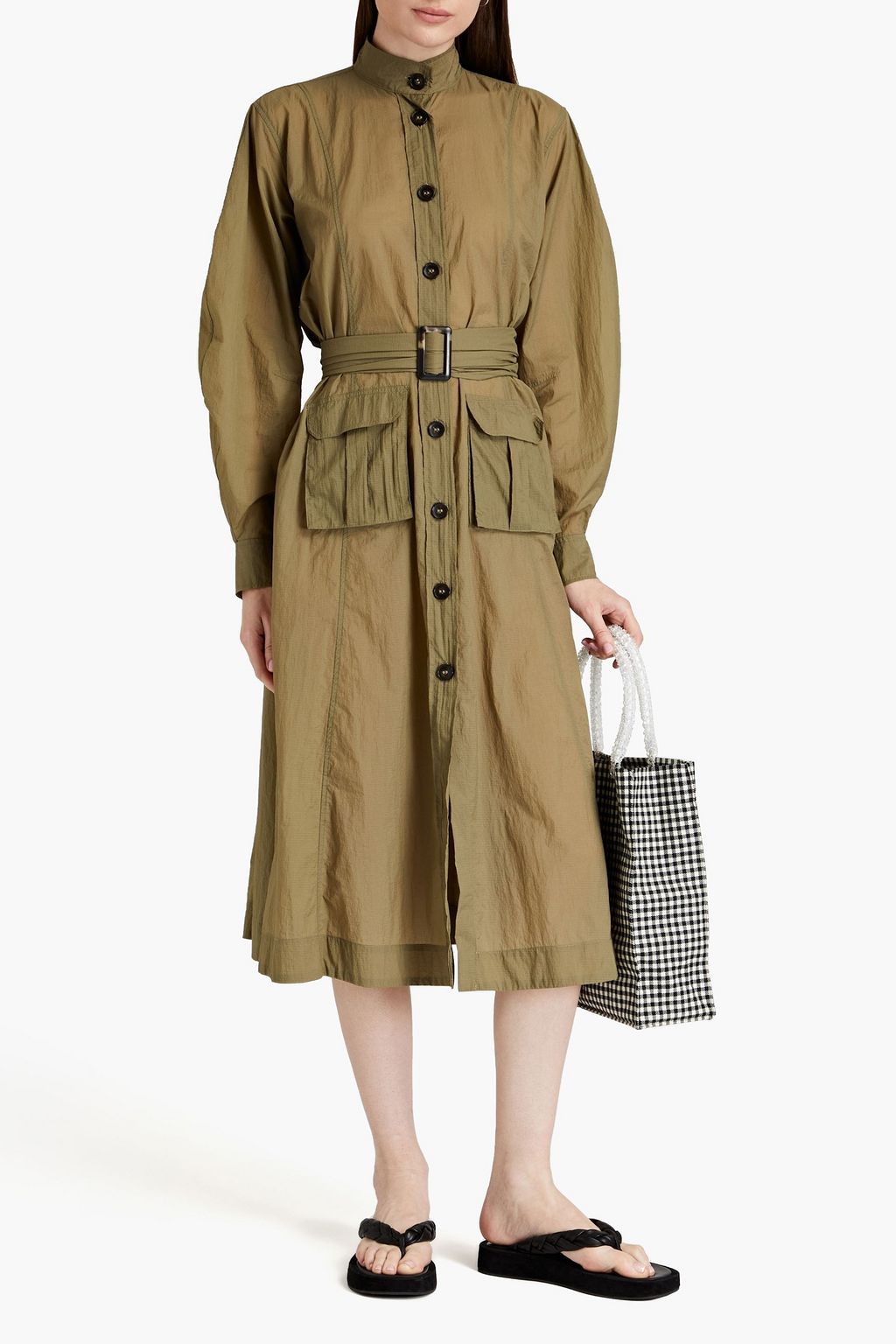 GANNI Belted shell coat