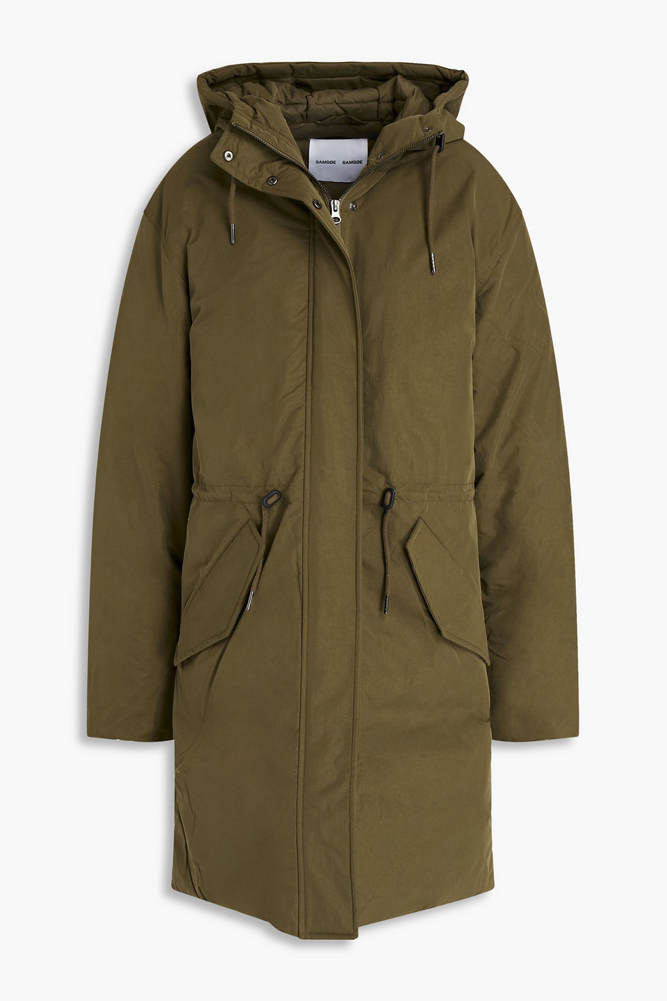 Samsoe & Samsoe Lucie Shell Hooded Down Parka In Army Green