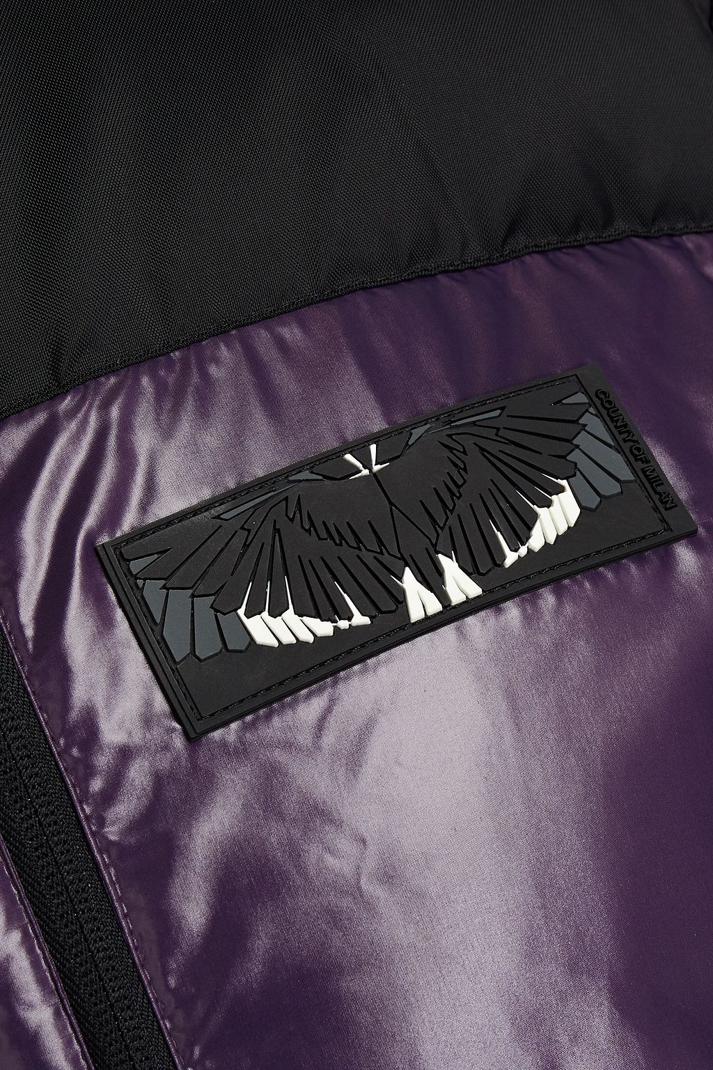 MARCELO BURLON Quilted two-tone shell hooded down jacket