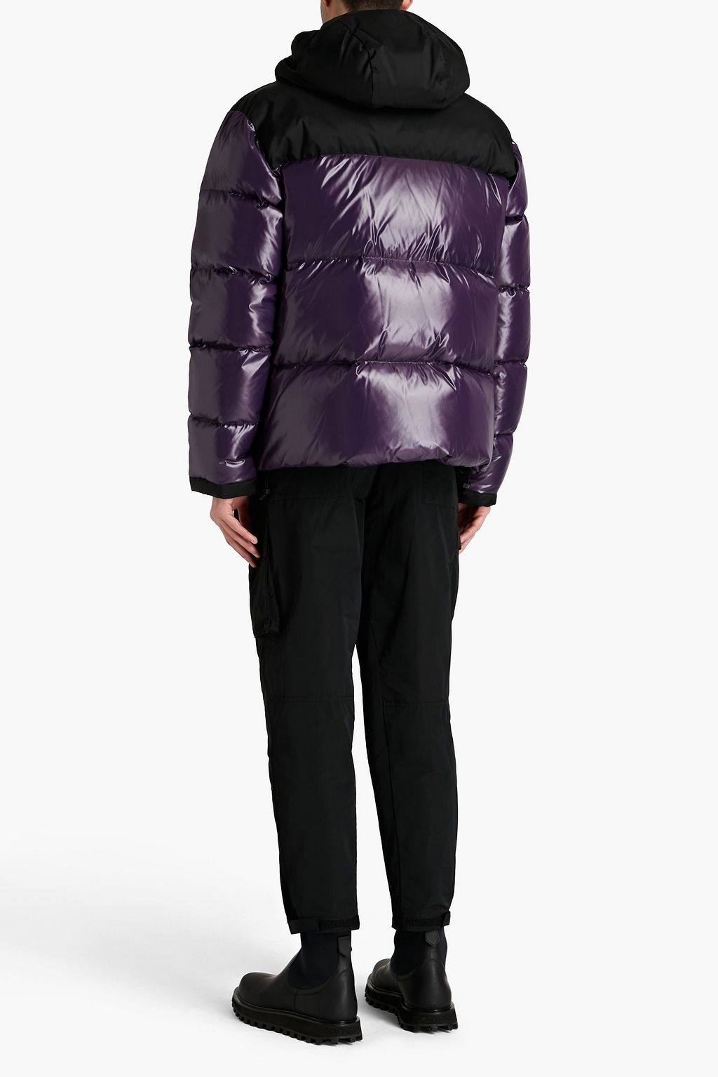 MARCELO BURLON Quilted two-tone shell hooded down jacket