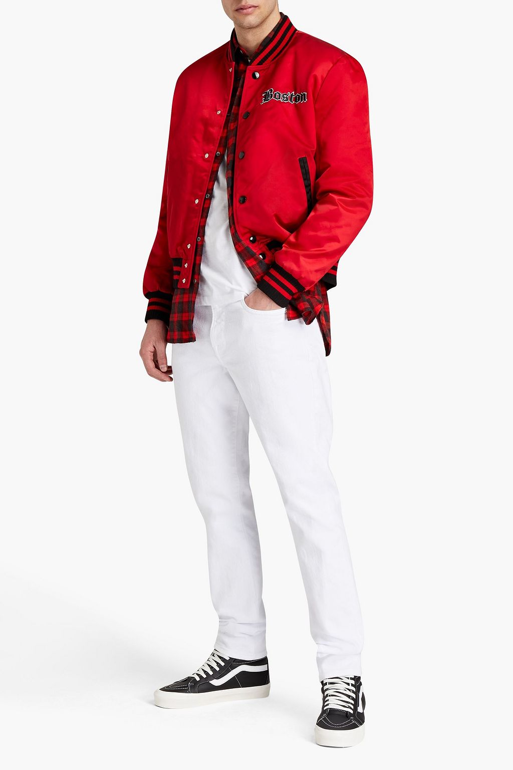MARCELO BURLON X NEW ERA Embroidered shell bomber jacket