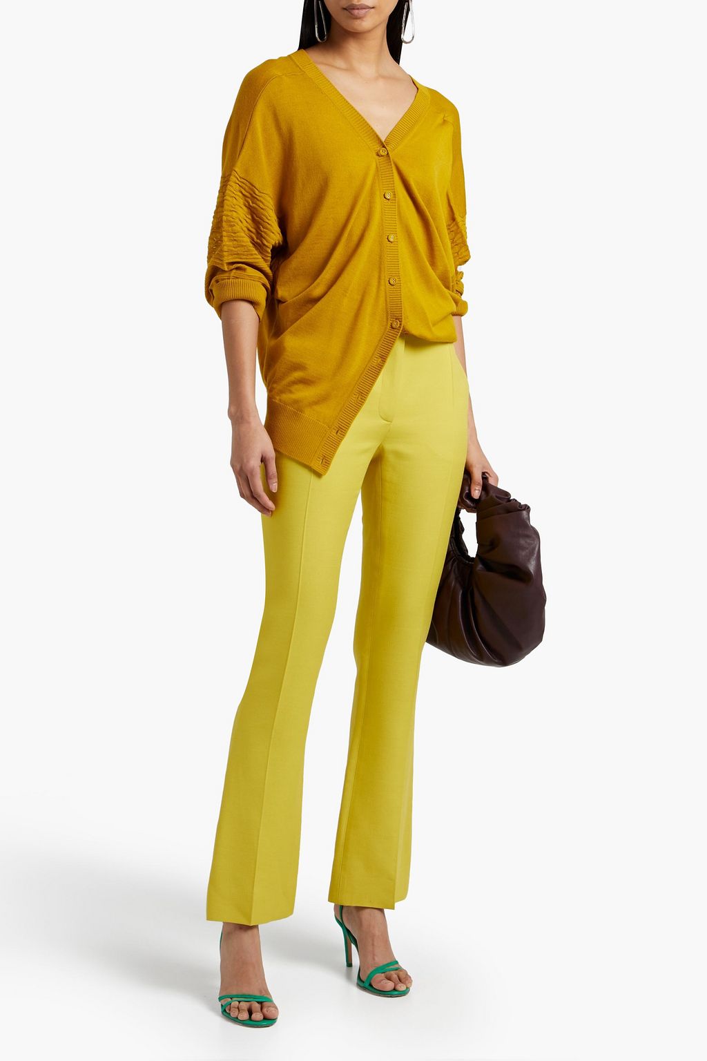 DIANE VON FURSTENBERG Grace oversized mesh-paneled knitted cardigan