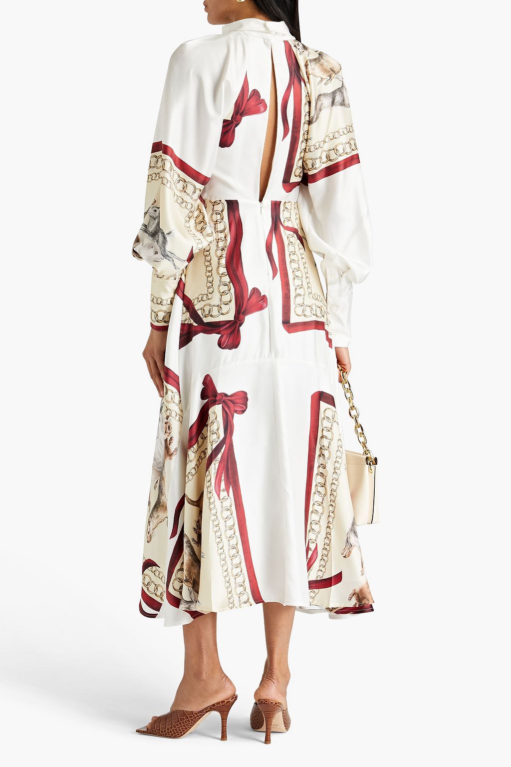 VICTORIA BECKHAM Printed silk-twill midi dress