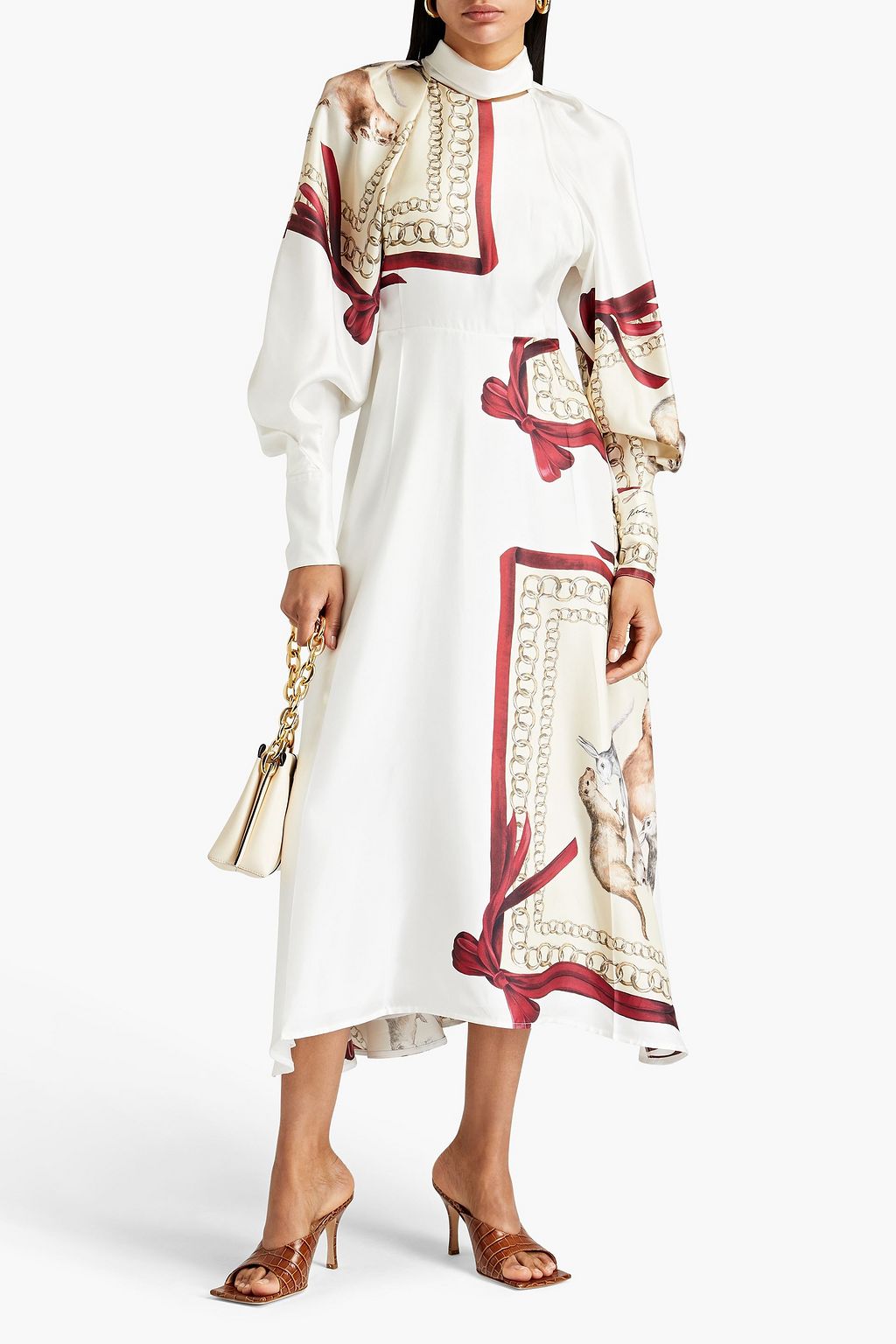 VICTORIA BECKHAM Printed silk-twill midi dress