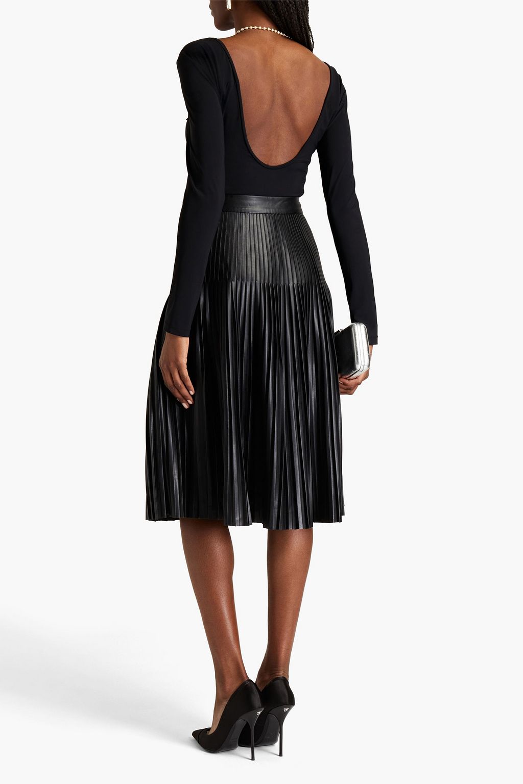 HUISHAN ZHANG Bailey pleated faux leather skirt