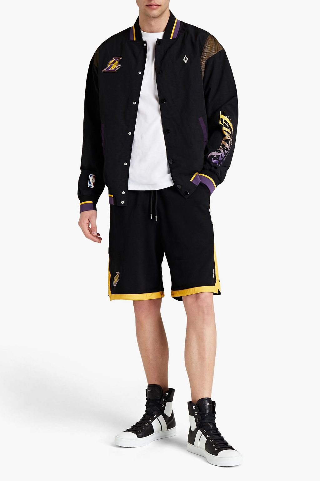 MARCELO BURLON X NEW ERA Embellished crinkled-shell bomber jacket