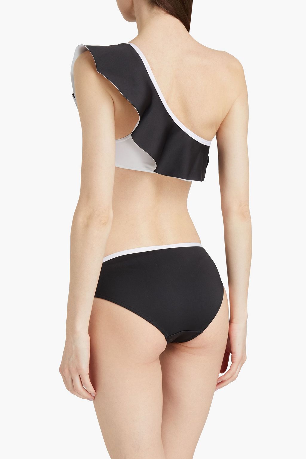 BA&SH One-shoulder ruffled two-tone bikini