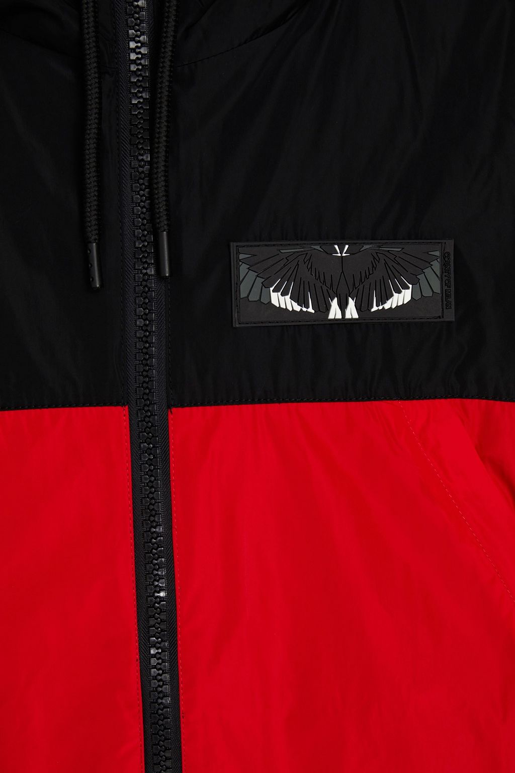 MARCELO BURLON Appliquéd two-tone shell hooded jacket