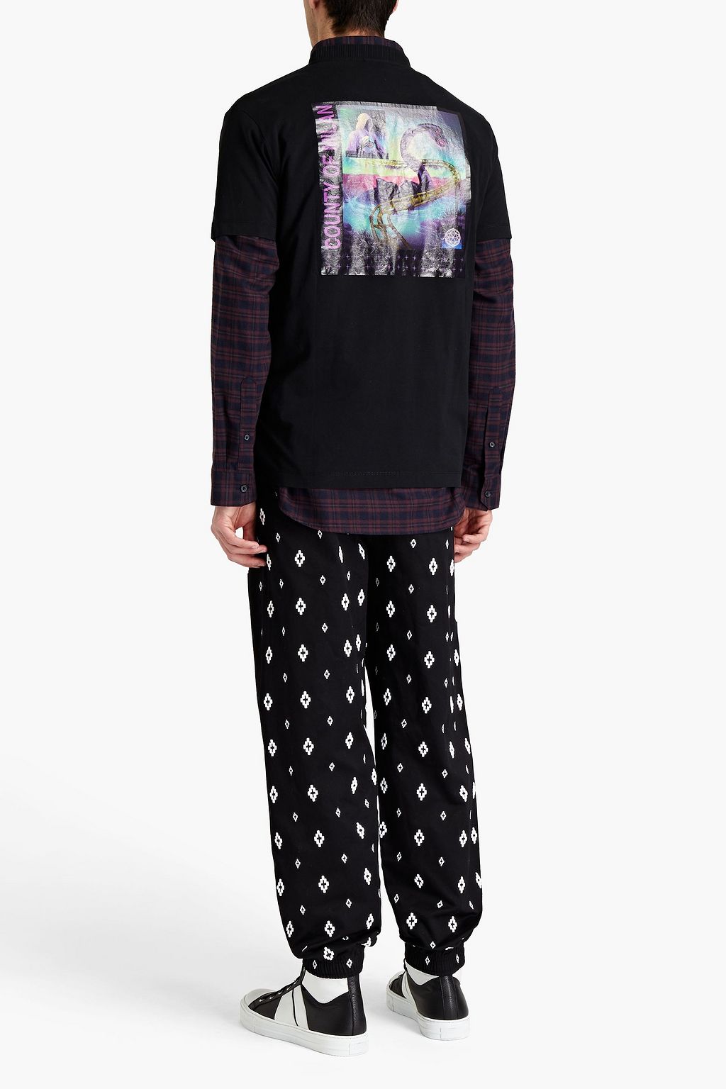 MARCELO BURLON Embroidered printed cotton-jersey T-shirt